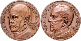 Medaillen von Karl Goetz Bronzemedaille 1921 a.d. Friedensschluss Frankfurt/M. Kien. 282. Slg. Bö. 5706. 
45,0mm 41,6g f.st