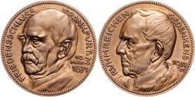 Medaillen von Karl Goetz Bronzemedaille 1911 a.d. Friedensschluss Frankfurt/M., mit Jz. 1911 Kien. 282A. Slg. Bö. 5709. 
45,0mm 38,7mm vz