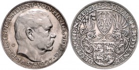 Medaillen von Karl Goetz Silbermedaille 1927 D a.d. 80. Geburtstag von Hindenburg, i.Rd: BAYER. HAUPTMÜNZAMT SILBER 900f Kien. 386. 
36,2mm 24,8g vz-...