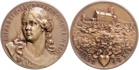 Medaillen von Karl Goetz Bronzemedaille 1931 a.d. 700. Todestag der Hlg. Elisabeth, Landgräfin von Thüringen 1207-1231, i.Rd: BAYER. HAUPTMÜNZAMT Kien...