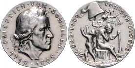 Medaillen von Karl Goetz Silbermedaille 1934 auf den 175. Geburtstag von Friedrich Schiller, i.Rd: BAYER. HAUPTMÜNZAMT SILBER 900f Kien. 500. Slg. Bö....