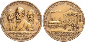 Medaillen von Karl Goetz Bronzemedaille 1935 auf 100 Jahre Eisenbahnlinie Nürnberg-Fürth, i.Rd: BAYER. HAUPTMÜNZAMT Kien. 509. Erl. 1068 (Silber). Slg...
