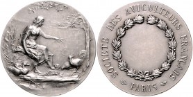 - Jugendstil Silber-Prämie o.J. mattiert des Geflügelzüchter-Verbandes Paris 
Patina, 35,7mm 18,4g vz-st