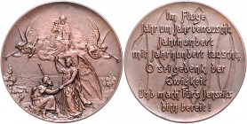 - Jugendstil Bronzemedaille o.J. (v. F.K. ) a.d. Jahrhundertwende 
44,4mm 26,2g 2 kl. Stiftlöcher im Rand vz-st