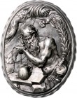 - Kunstgüsse und - Prägungen Silbergussmedaille o.J. Hl. Hieronymus", hohes Relief "
sehr schöner alter Guss m. Aufhängeöse 74,0x58,5mm 131,4g