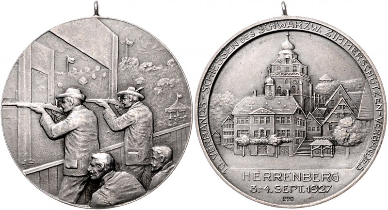 - Schützenmedaillen - Herrenberg Silbermedaille 1927 a.d. 16. Verbandsschießen d...