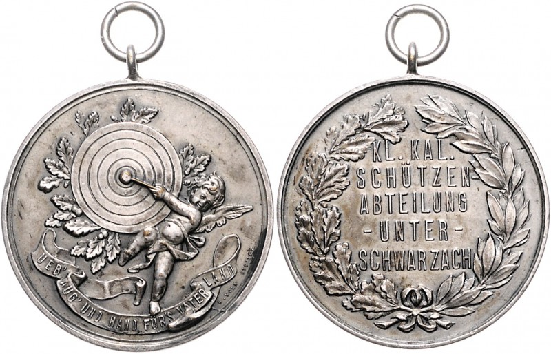 - Schützenmedaillen - Unterschwarzach bei Biberach Versilberte Medaille o.J. (v....