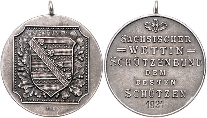- Schützenmedaillen - Sachsen Lot von 2 Stücken: Silbermedaille 1931 des Sächs. ...