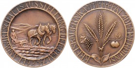 - Tiere und Landwirtschaft Bronzemedaille 1925 Verdienstmedaille der Kreisbauernkammer Pfalz anlässl. der Landwirtschaftsausstellung, i.Rd: C. POELLAT...