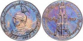 - Allgemeine Medaillen Bronzemedaille 1913 versilbert (v. Oertel) a.d. Schlacht bei Großbeeren 
mit bläulicher Patina, kl.Kr. 45,6mm 34,4g vz