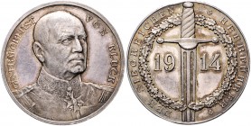 - Allgemeine Medaillen Silbermedaille 1914 (v. Lauer) Generaloberst von Kluck / Dem siegreichen Heerführer, i.Rd: SILBER 990 Zetzm. 4049. 
kl. Rf. 33...