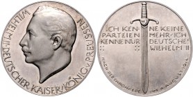 - Allgemeine Medaillen Silbermedaille 1914 (v.Lauer) a.d. Kriegsausbruch und die Thronrede von Wilhelm II., i.Rd: SILBER 990 Zetzm. 2014. 
33,3mm 17,...