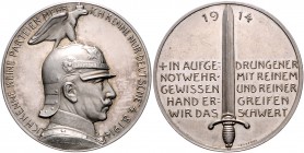 - Allgemeine Medaillen Silbermedaille 1914 (v. Galambos/Grünthal) Kaiser Wilhelm II. mit Adlerhelm Ich kenne keine Parteien mehr ich kenne nur Deutsch...