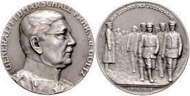 - Allgemeine Medaillen Silbermedaille 1915 mattiert (v. Eue/Grünthal) a. Generalfeldmarschall Frhr. v.d. Goltz, i.Rd: SILBER 800 Zetzm. 2097. 
34,0mm...