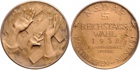 - Allgemeine Medaillen Bronzemedaille 1932 (v. Lauer) Kampf-Schatz-Spende 
35,4mm 21,2g vz