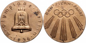 - Allgemeine Medaillen Bronzegussmedaille 1936 (v. Otto Placzek) a.d. Rad-Sternfahrt zu den Olympischen Spielen Berlin 
kl.Fleck, l.Rf. 70,7mm 112,9g...