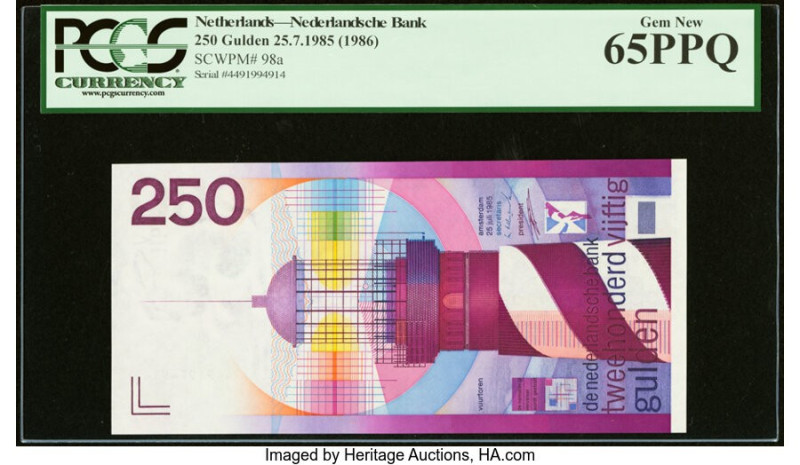 Netherlands Netherlands Bank 250 Gulden 25.7.1985 (ND 1986) Pick 98a PCGS Gem Ne...