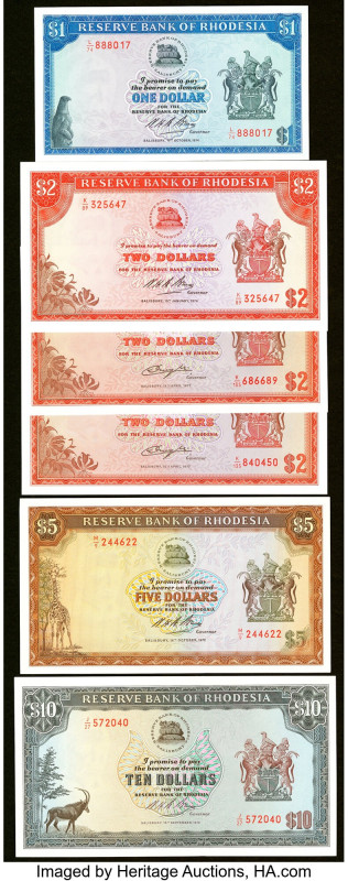 Rhodesia Reserve Bank of Rhodesia Group Lot of 6 examples Crisp Uncirculated. HI...