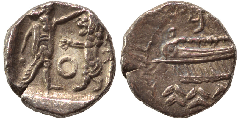 PHOENICIA. Sidon. Ba'alšillem II, circa 401-366 BC. 1/16 Shekel (silver, 0.51 g,...