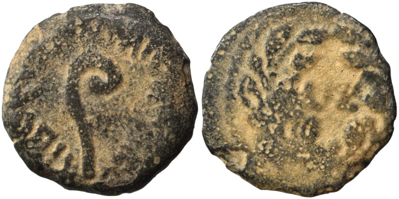 JUDAEA. Procurators. Pontius Pilate, 26-36. Prutah (bronze, 2.02 g, 15 mm), stru...