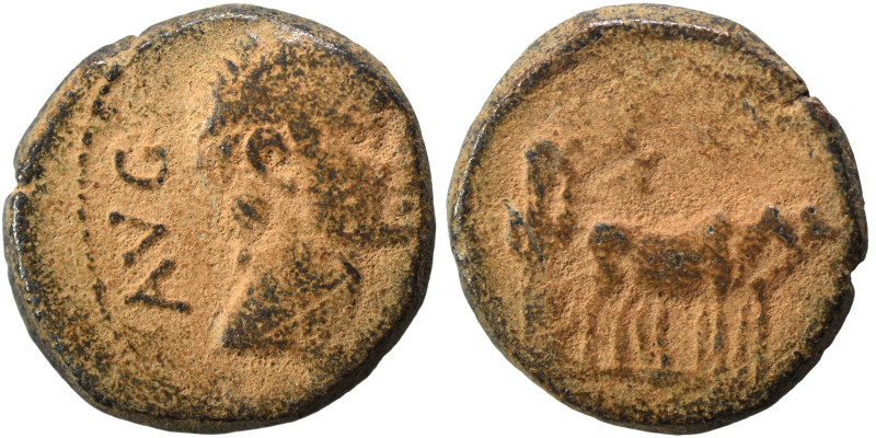 MACEDON. Philippi. Augustus 27 BC-AD 14. Ae (bronze, 4.13 g, 17 mm). AVG Bare he...