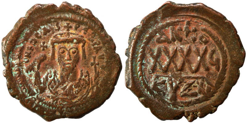 Phocas 602-610. Follis (bronze, 11.20 g, 31 mm). Cyzicus. d N FOCAS PERP AVG Cro...