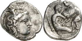(380-325 a.C.). Italia. Tarentom. Dióbolo. (S. 351 var) (CNG. I, 830). 0,94 g. MBC.