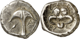 (480-450 a.C.). Tracia. Apolonia Póntica. Dracma. (S. 1655) (CNG. III, 1323). 3,19 g. MBC+.