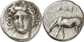 (404-370 a.C.). Tesalia. Larissa. Dracma. (S. 2120 var) (CNG. IV, 432). 6,01 g. MBC+.