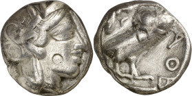 (454-404 a.C.). Ática. Atenas. Tetradracma. (S. 2526) (CNG. IV, 1597). Contramarca en anverso. 16,82 g. MBC/MBC-.