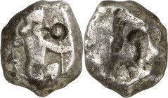 (450-330 a.C.). Lidia. Siglos. (S. 4683). Contramarca en anverso. 5,46 g. MBC-.