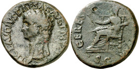 (41-42 d.C.). Claudio. Dupondio. (Spink 1855) (Co. 1) (RIC. 94). 14,66 g. MBC-.