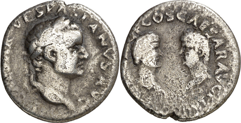 (70 d.C.). Vespasiano, Tito y Domiciano. Tarraco. Denario. (Spink 2399) (S. 5) (...