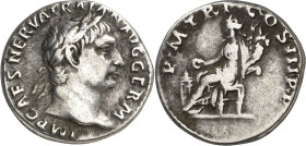 (100 d.C.). Trajano. Denario. (Spink falta) (S. 227) (RIC. 33). 2,83 g. MBC.