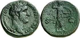(146 d.C.). Antonino pío. Sestercio. (Spink 4220) (Co. 745) (RIC. 779). 26,64 g. MBC.