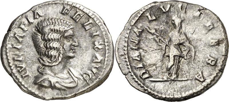 (214 d.C.). Julia Domna. Denario. (Spink 7100) (S. 32) (RIC. 373A, de Caracalla)...