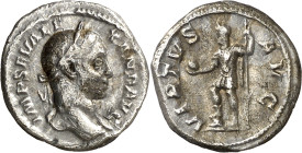 (230 d.C.). Alejandro Severo. Quinario. (Spink 7959 var) (S. 587) (RIC. 227). Rara. 1,46 g. MBC+.