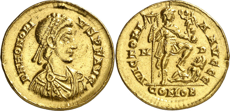 (402-403 d.C.). Honorio. Mediolanum. Sólido. (Spink 20916) (Co. 44) (RIC. 1206a)...