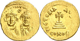 Heraclio y Heraclio Constantino (610-641). Constantinopla. Sólido. (S. 743). 4,43 g. MBC.
