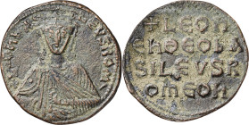 León VI (886-912). Constantinopla. Follis. (Ratto 1873) (S. 1729). 5,38 g. MBC-.