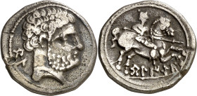 Beligio (Belchite). Denario. (FAB. 242) (ACIP. 1431). Golpe en anverso. Escasa. 4,04 g. (MBC).