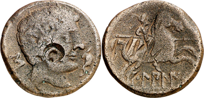 Bilbilis (Calatayud). As. (FAB. 254) (ACIP. 1569). Contramarca C en anverso. 12 ...
