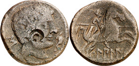 Bilbilis (Calatayud). As. (FAB. 254) (ACIP. 1569). Contramarca C en anverso. 12 g. MBC-.
