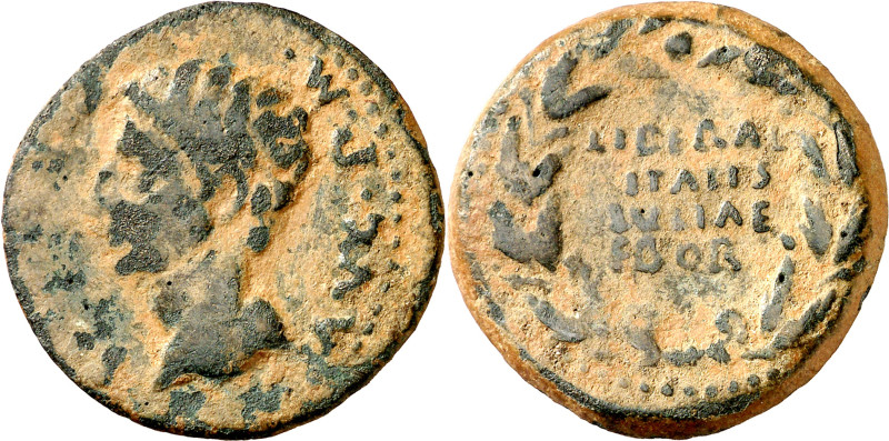 Octavio Augusto. Ebora (Evora). As. (FAB. 901) (ACIP. 3418b). 9,83 g. MBC-/MBC.