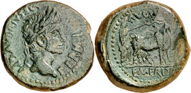 Octavio Augusto. Emerita (Mérida). As. (FAB. 1012) (ACIP. 3375a). 11 g. MBC/MBC-.