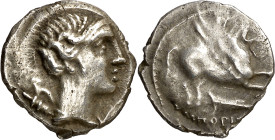 Emporiton (Sant Martí d'Empúries). Dracma. (FAB. 1128 var) (ACIP. 235). Rara. 4,12 g. MBC+/MBC-.