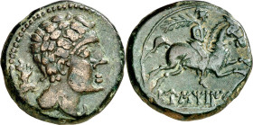 Eustibaicula (en Catalunya). As. (FAB. 1297) (ACIP. 1321, mismo ejemplar). Pátina verde. Escasa. 12,47 g. MBC+.