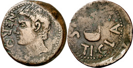Octavio Augusto. Gades (Cádiz). Dupondio. (FAB. 1386) (ACIP. 3320). Acuñación floja en parte. Escasa. 18,26 g. (MBC).