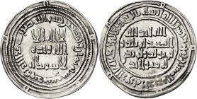 Califato Omeya de Damasco. AH 98. Soliman ben Abdl al-Malek. Damasco. 1 dirhem. (S.Album 131) (Lavoix 381). 2,82 g. EBC-.