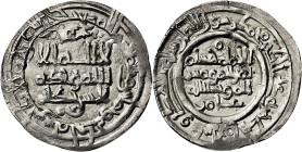 Califato. AH 381. Hixem II. Al Andalus. Dirhem. (V. 514) (Fro. anv. 98, rev. 84). 3,23 g. MBC+.